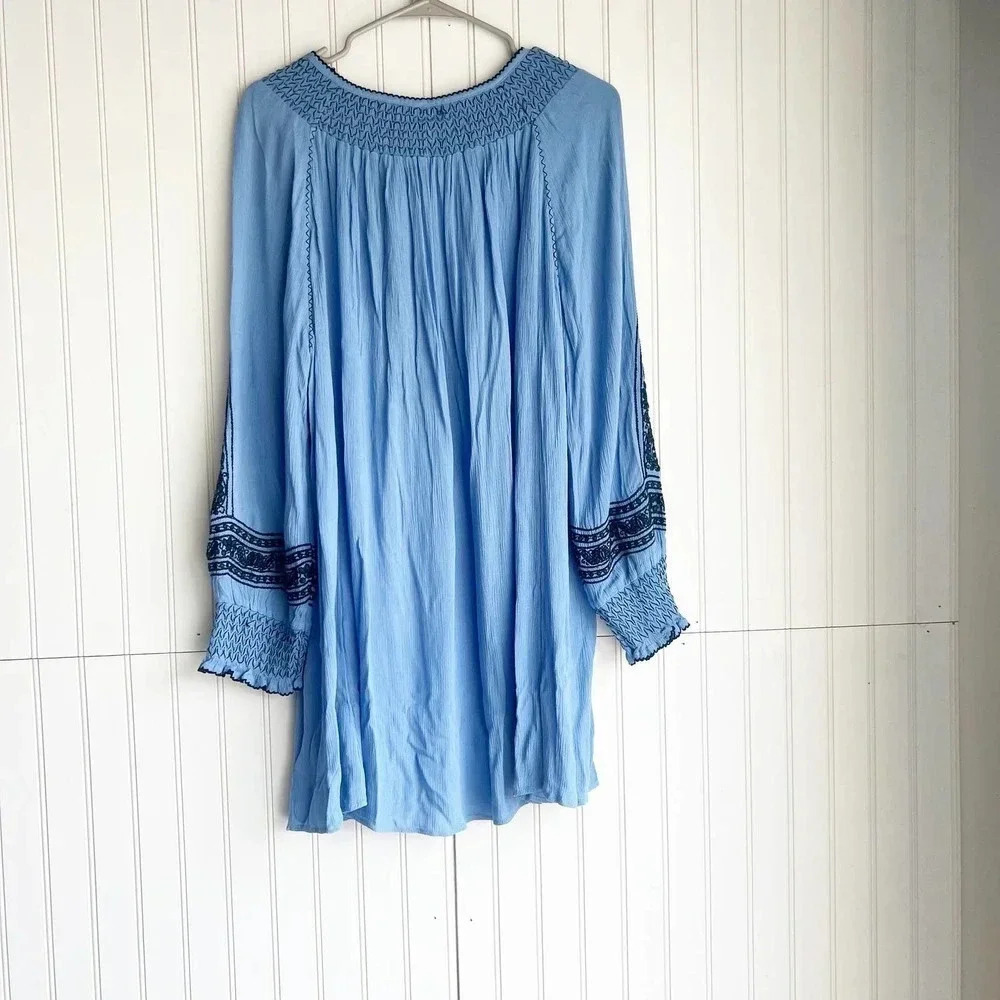 Free People Size S Wind Willow Embroidered Boho Dress Long Sleeve - Picture 5 of 6